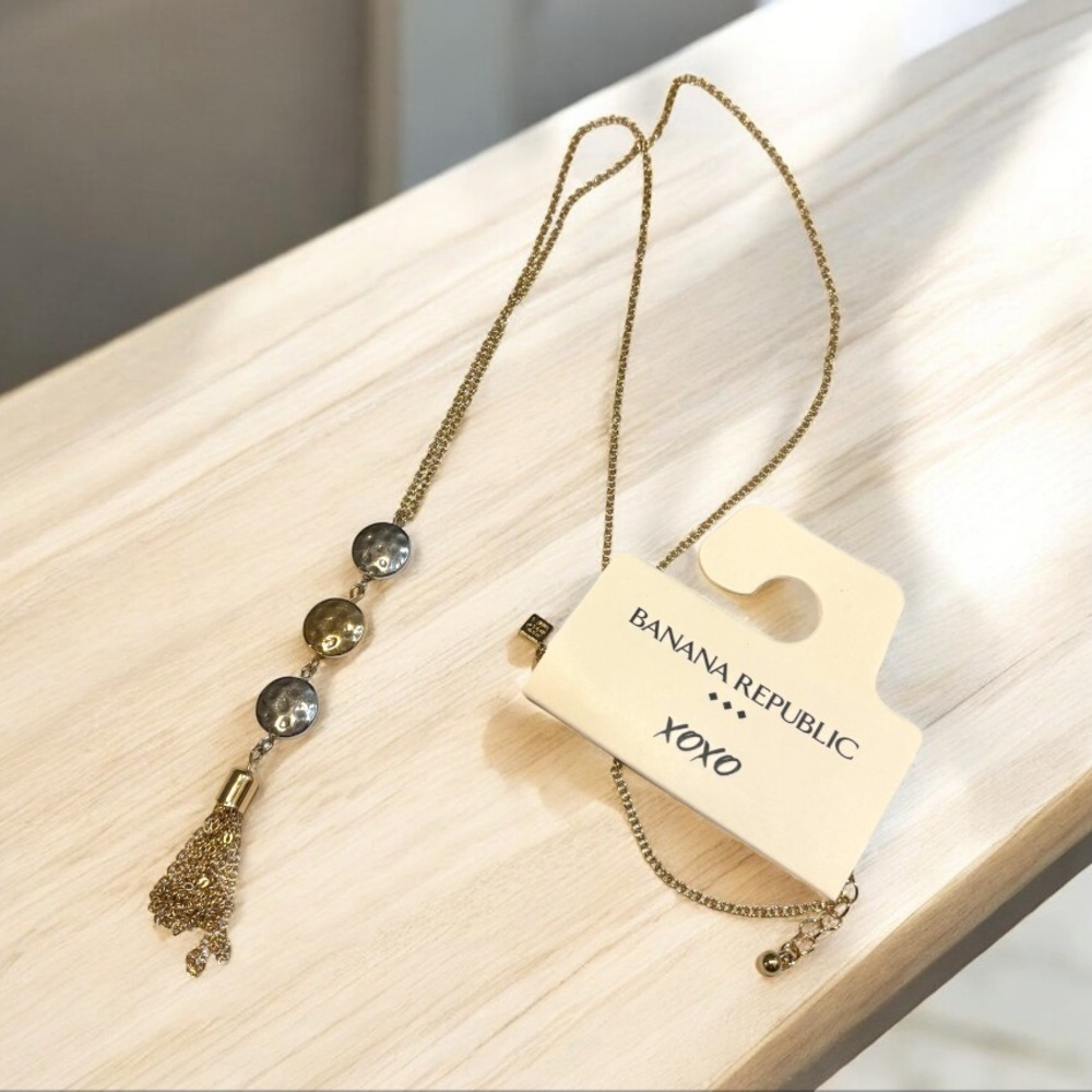 Banana Republic Gold and Silver long Tassel Necklace NWT